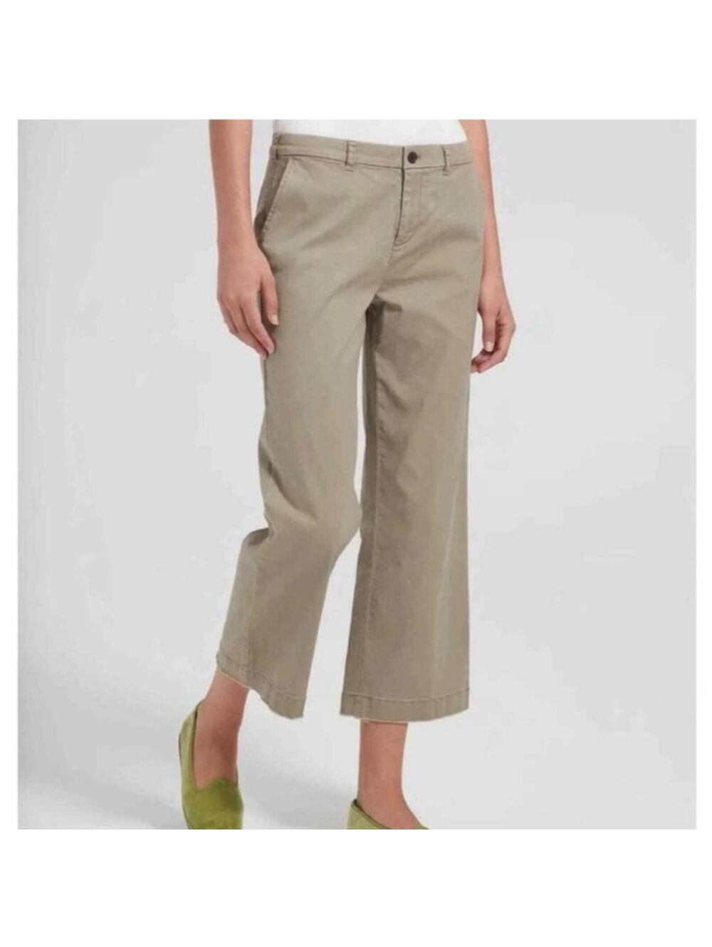 ATM Light Olive Sage Cropped Wide Leg Twill Chino Raw Hem size 12